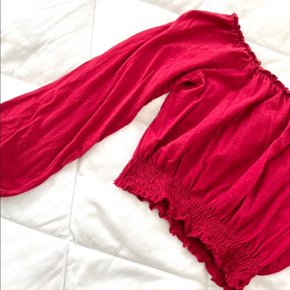 RED PEASANT TOP
